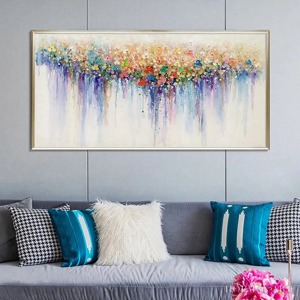 HOLMAN ART Flowerfall – Panoramic Abstract Floral Oil Painting with Watercolor Effect - image 5