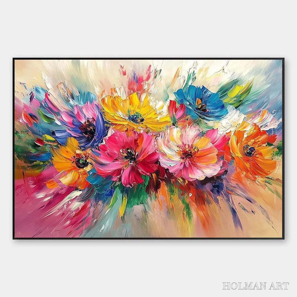 HOLMAN ART Vibrant Bloom – Impasto Floral Oil Painting in Vibrant Multicolor - image 1