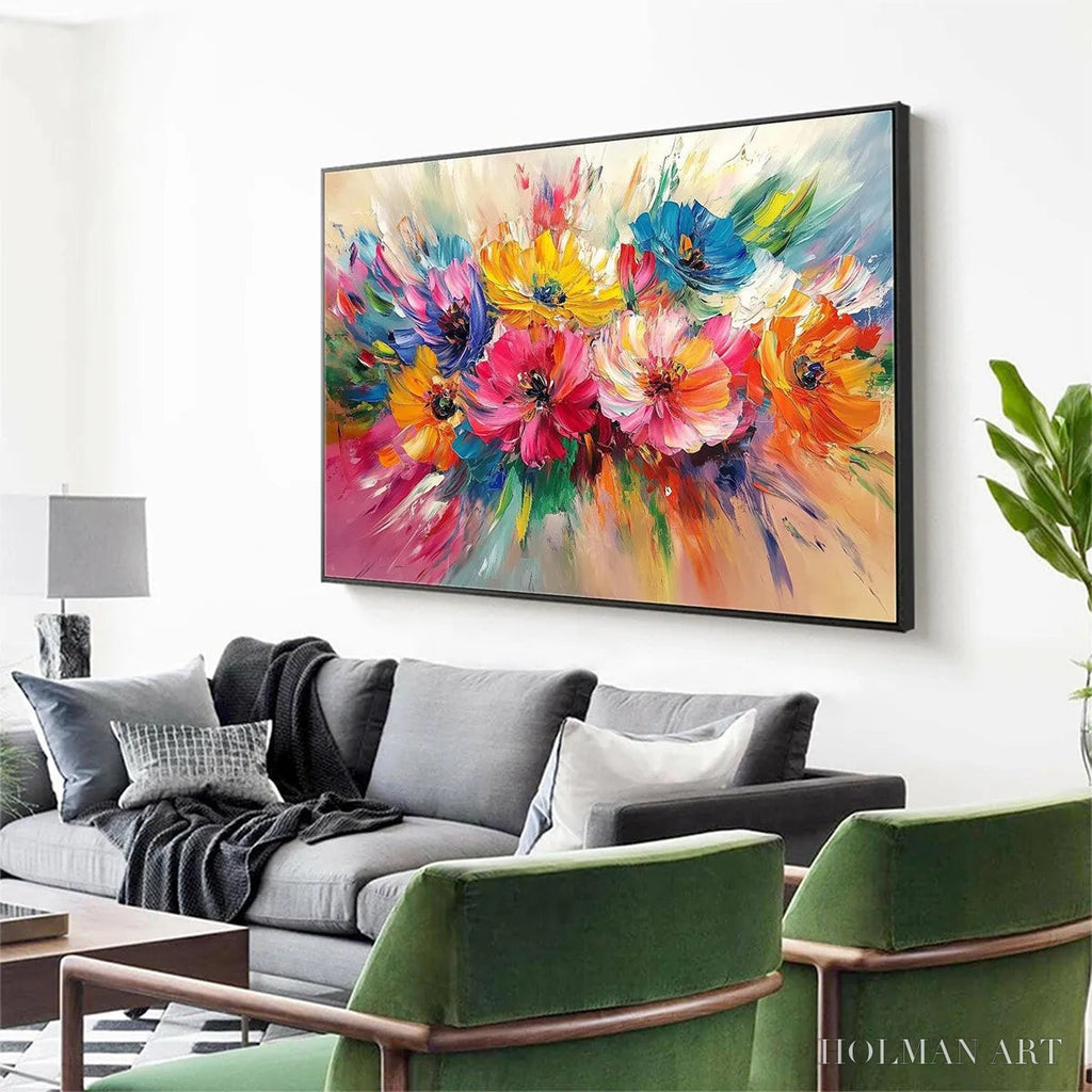 HOLMAN ART Vibrant Bloom – Impasto Floral Oil Painting in Vibrant Multicolor - image 4