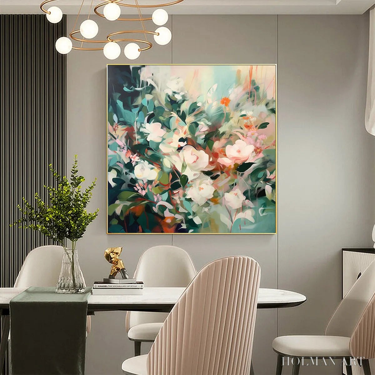 HOLMAN ART Secret Garden – Square Impressionistic Floral Oil Painting in Soft Hues - image 2