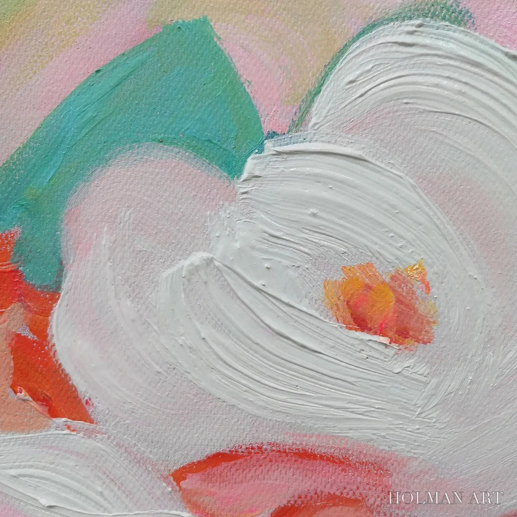 HOLMAN ART Secret Garden – Square Impressionistic Floral Oil Painting in Soft Hues - image 3