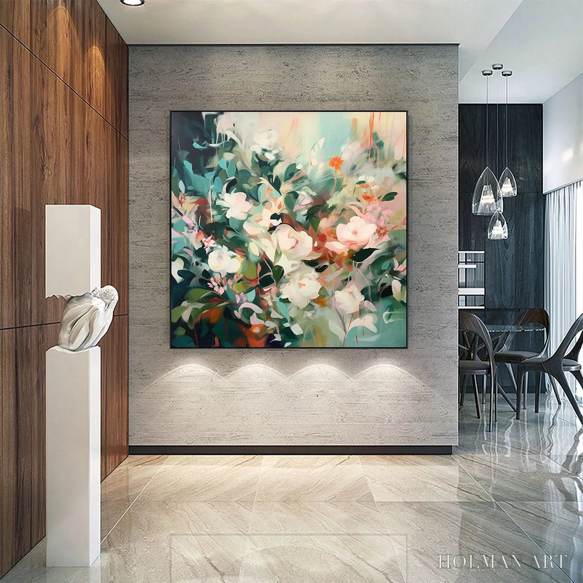 HOLMAN ART Secret Garden – Square Impressionistic Floral Oil Painting in Soft Hues - image 5