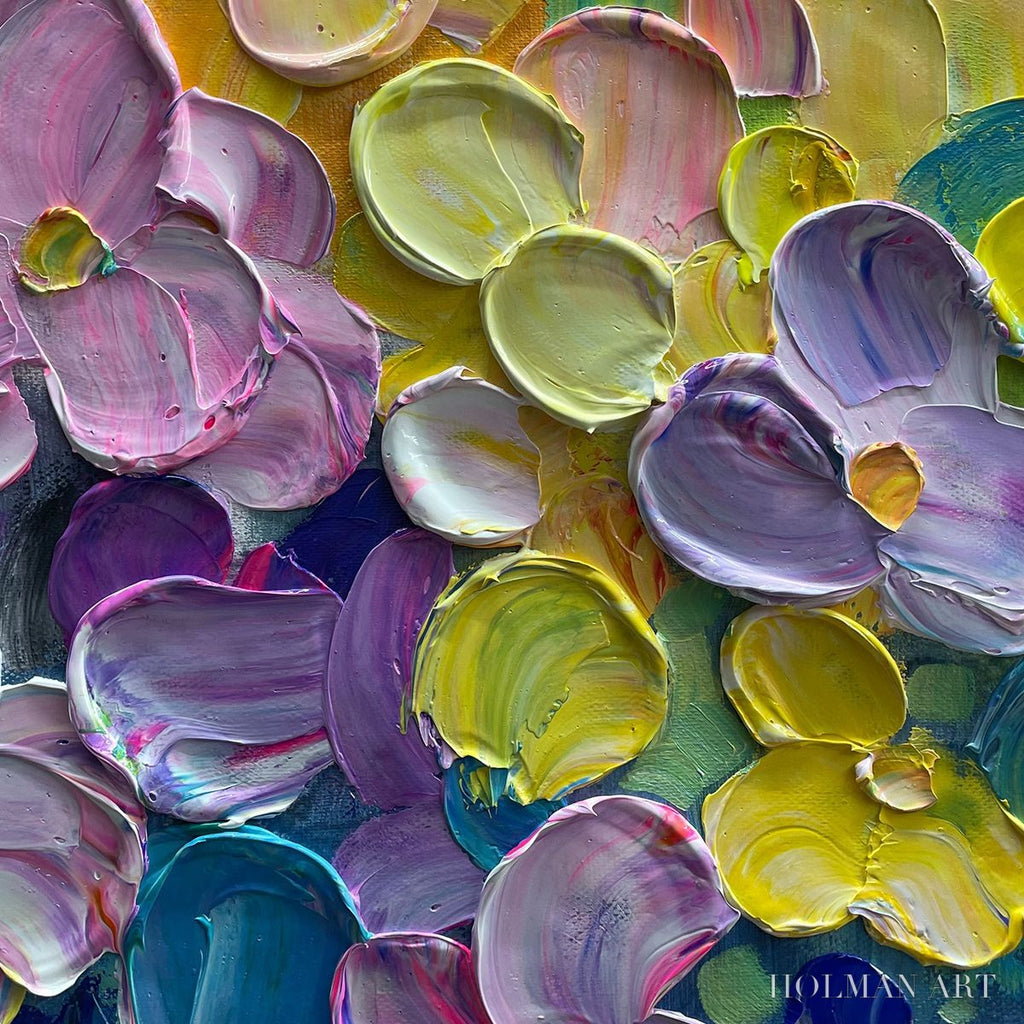 HOLMAN ART Rainbow Falls – Panoramic Impasto Floral Oil Painting in Vibrant Rainbow Hues - image 6