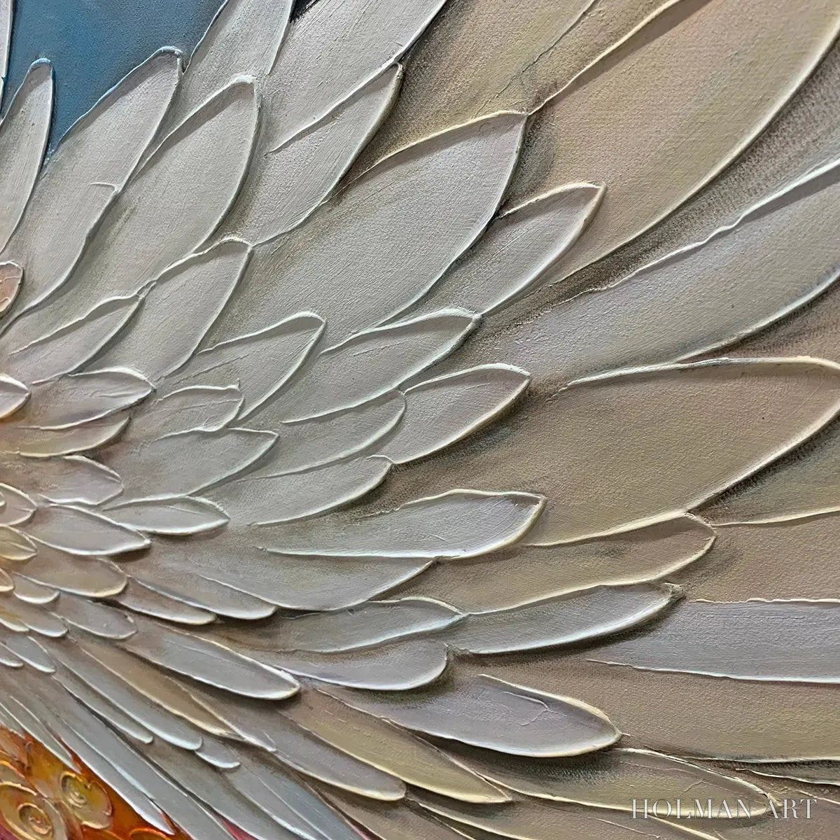 HOLMAN ART Angel Wings – Panoramic Textured Impasto Painting of Floral Angel Wings, Romantic , Bedroom Decor - image 6