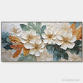 HOLMAN ART White Magnolias – Horizontal Textured Floral Painting, White and Gold Magnolias, Modern , Living Room, Bedroom - image 1