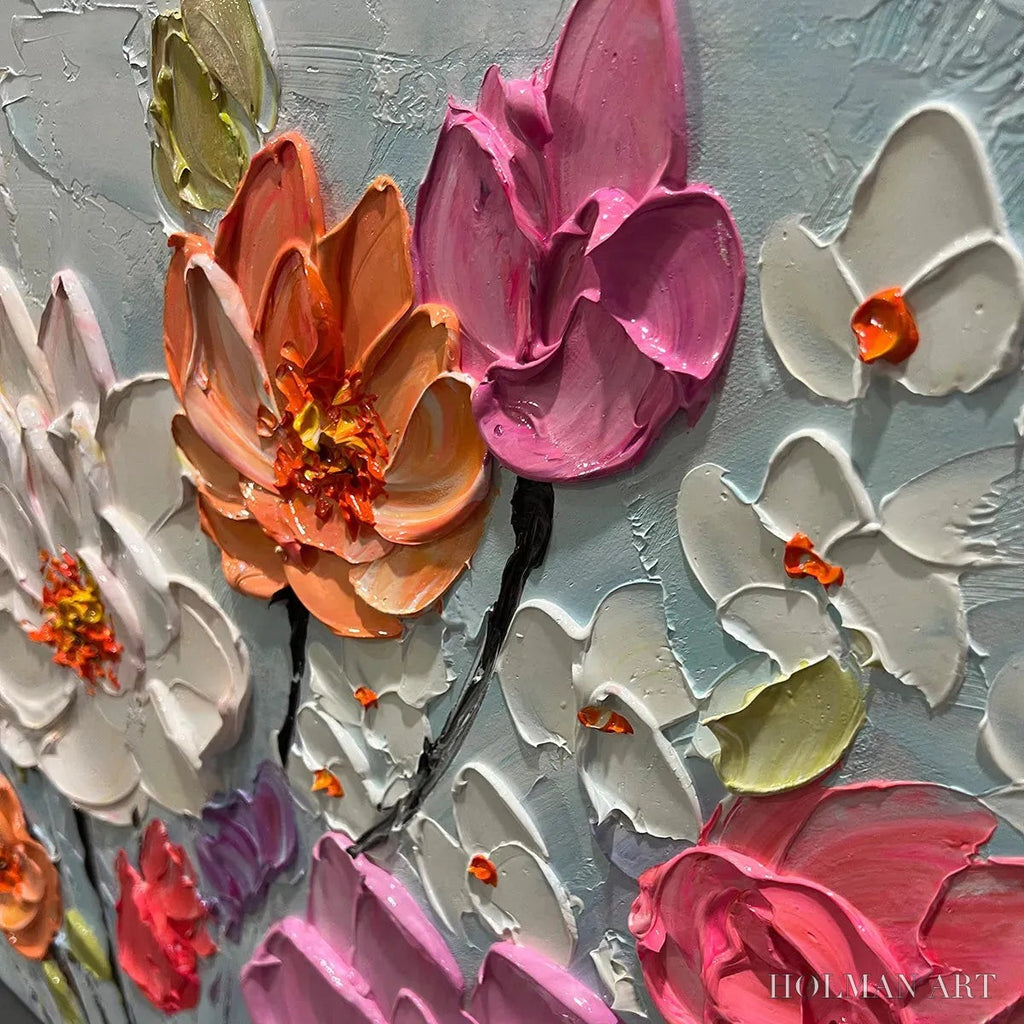 HOLMAN ART Spring Bouquet – Panoramic Impasto Painting of Colorful Flowers, Textured Floral - image 6