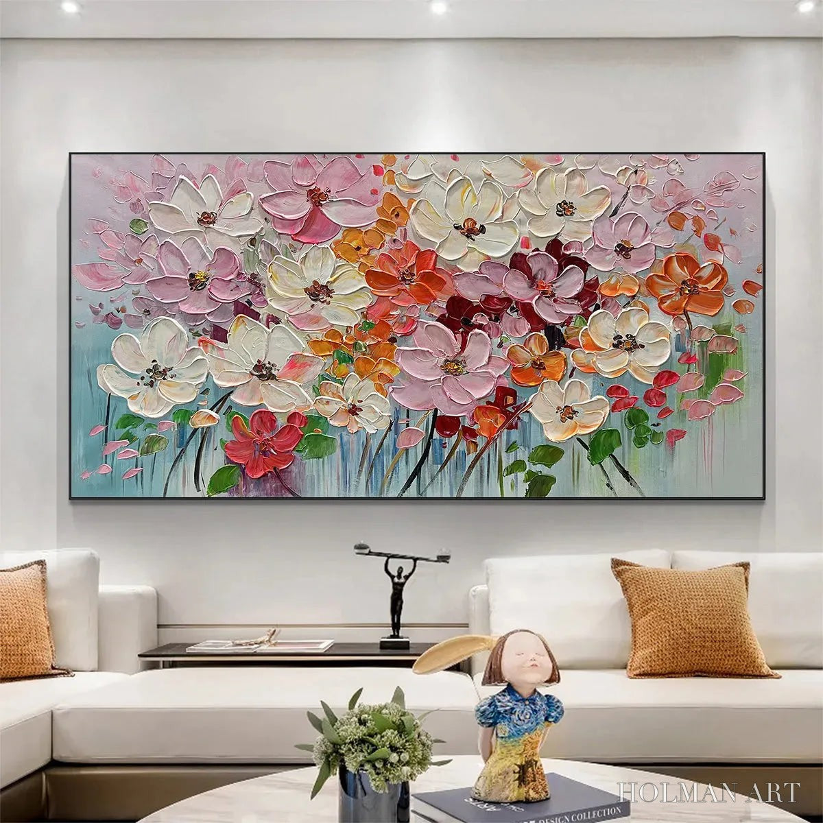 HOLMAN ART Bouquet of Joy – Panoramic Impasto Painting of Colorful Flowers, Textured Floral - image 4