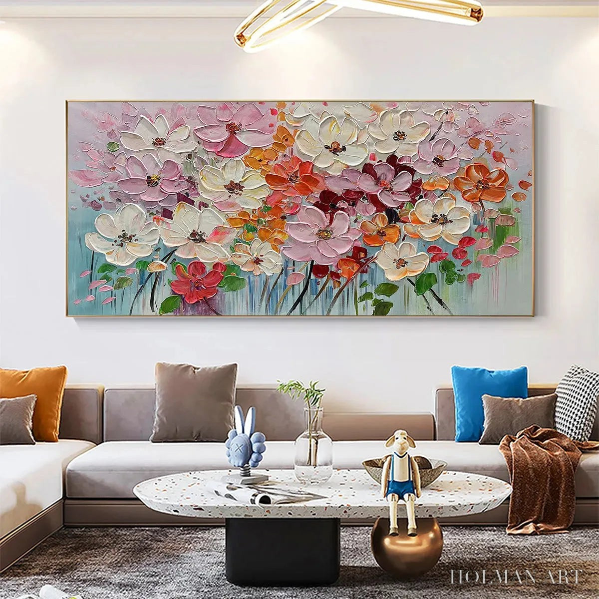 HOLMAN ART Bouquet of Joy – Panoramic Impasto Painting of Colorful Flowers, Textured Floral - image 5