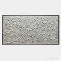 HOLMAN ART Blanc Bloom – Textured White Floral Painting, Horizontal Canvas, Minimalist - image 1