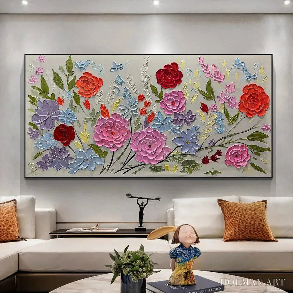 HOLMAN ART Hand-Painted Floral Oil Painting - Vibrant Garden Art - image 2