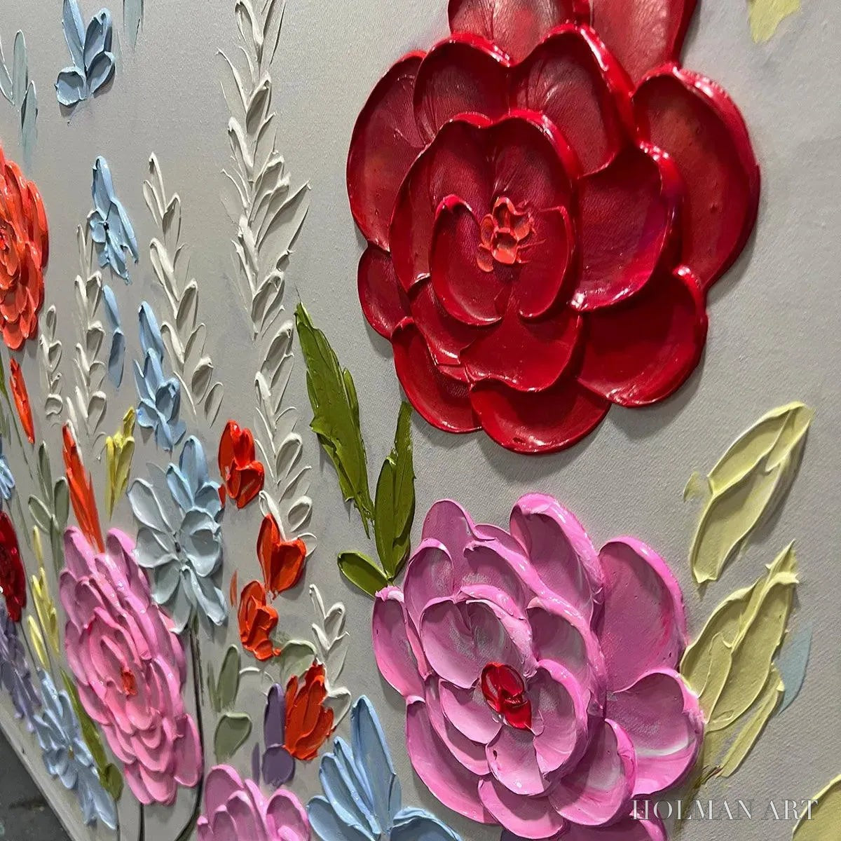 HOLMAN ART Hand-Painted Floral Oil Painting - Vibrant Garden Art - image 3