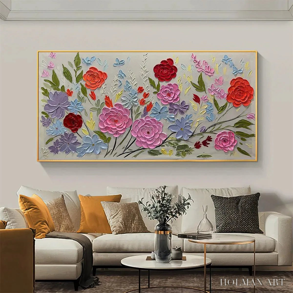 HOLMAN ART Hand-Painted Floral Oil Painting - Vibrant Garden Art - image 4