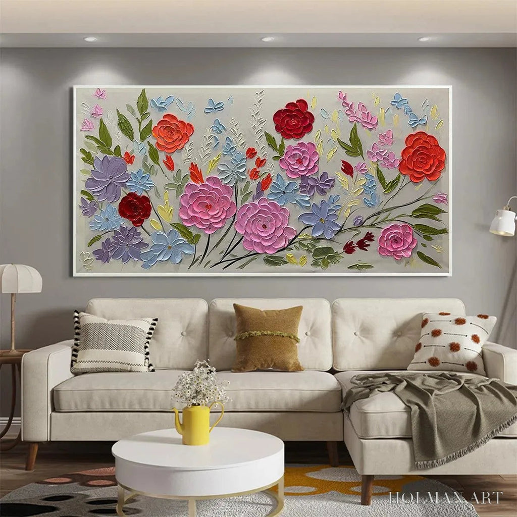 HOLMAN ART Hand-Painted Floral Oil Painting - Vibrant Garden Art - image 5