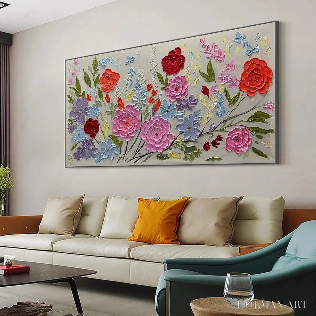 HOLMAN ART Hand-Painted Floral Oil Painting - Vibrant Garden Art - image 6
