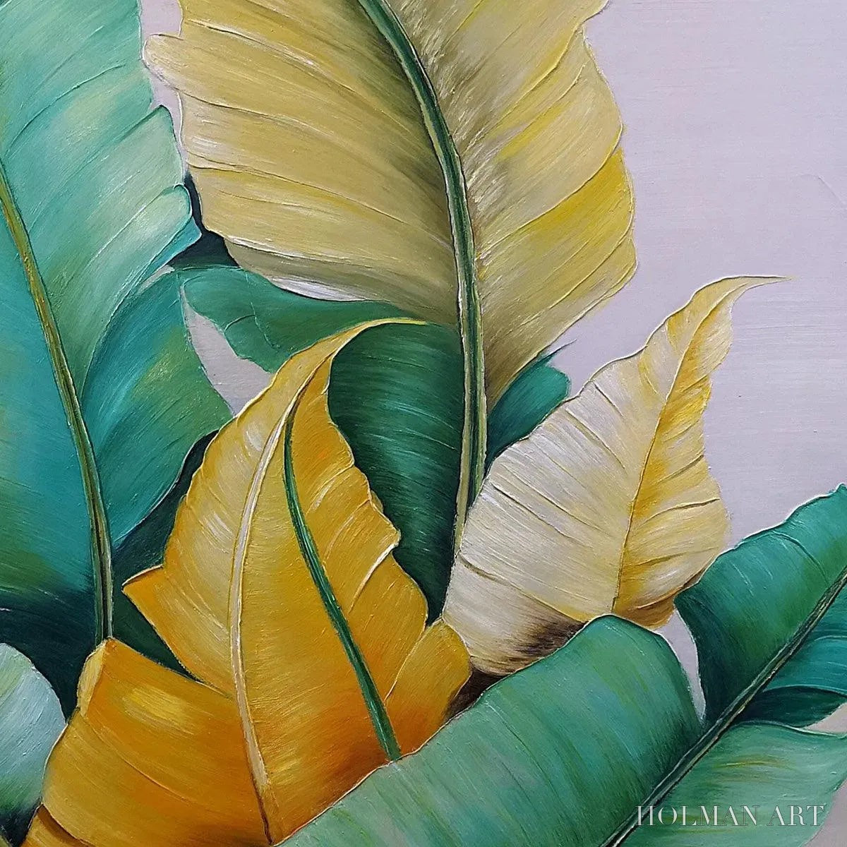 HOLMAN ART Tropical Abundance – Textured Tropical Leaves Painting, Green and Gold , Vertical Canvas, Botanical Decor - image 5