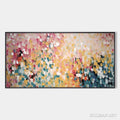 HOLMAN ART Confetti Garden – Abstract Floral Painting in Pink, Yellow, and Teal, Panoramic Canvas, Modern - image 1