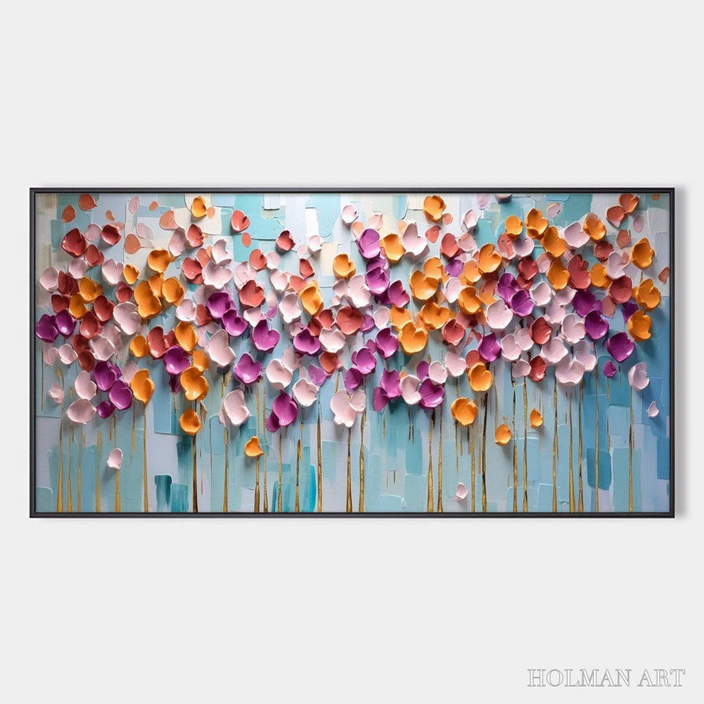 HOLMAN ART Colorful Petals Oil Painting - Abstract Floral - image 1