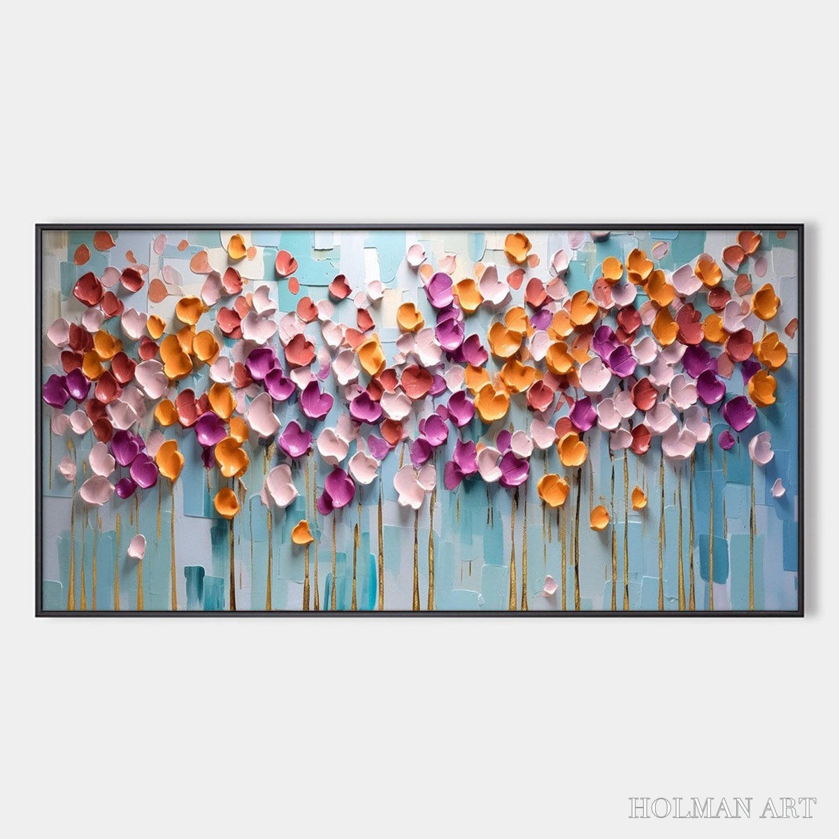 HOLMAN ART Colorful Petals Oil Painting - Abstract Floral - image 1