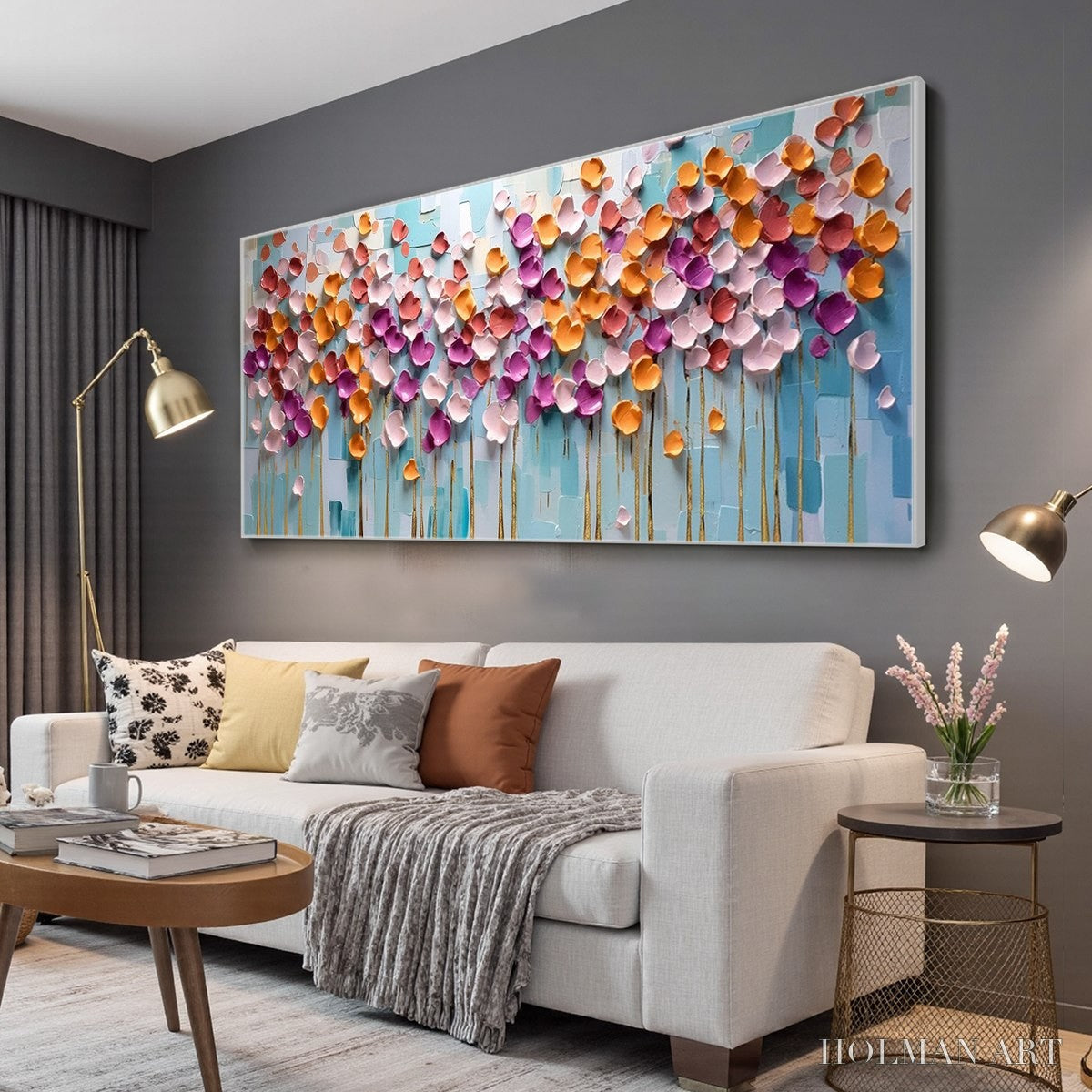 HOLMAN ART Colorful Petals Oil Painting - Abstract Floral - image 4
