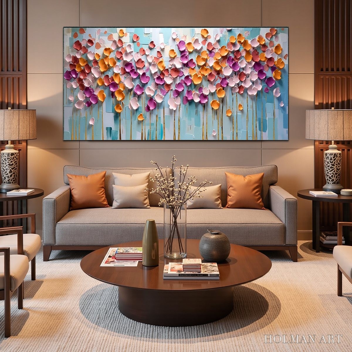 HOLMAN ART Colorful Petals Oil Painting - Abstract Floral - image 5