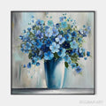 HOLMAN ART Blue Serenity – Blue Floral Painting, Square Canvas Art, Still Life Wall Decor, Calming Artwork - image 1