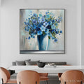 HOLMAN ART Blue Serenity – Blue Floral Painting, Square Canvas Art, Still Life Wall Decor, Calming Artwork - image 2