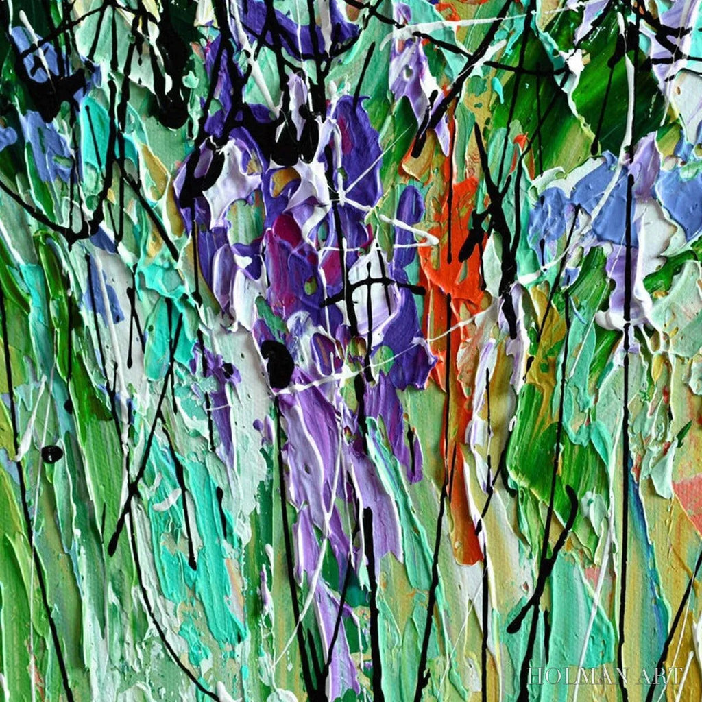 HOLMAN ART Lilac Meadow – Panoramic Floral Impasto Oil Painting - image 3