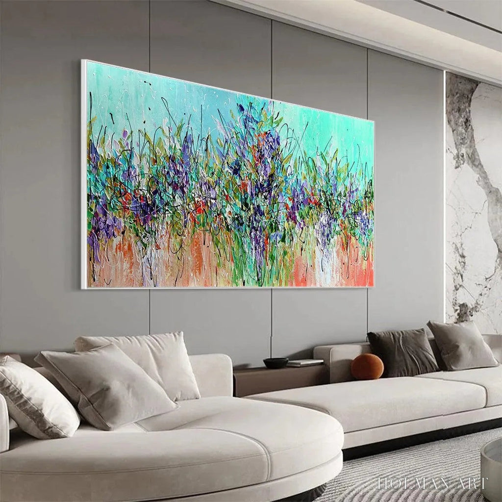 HOLMAN ART Lilac Meadow – Panoramic Floral Impasto Oil Painting - image 4