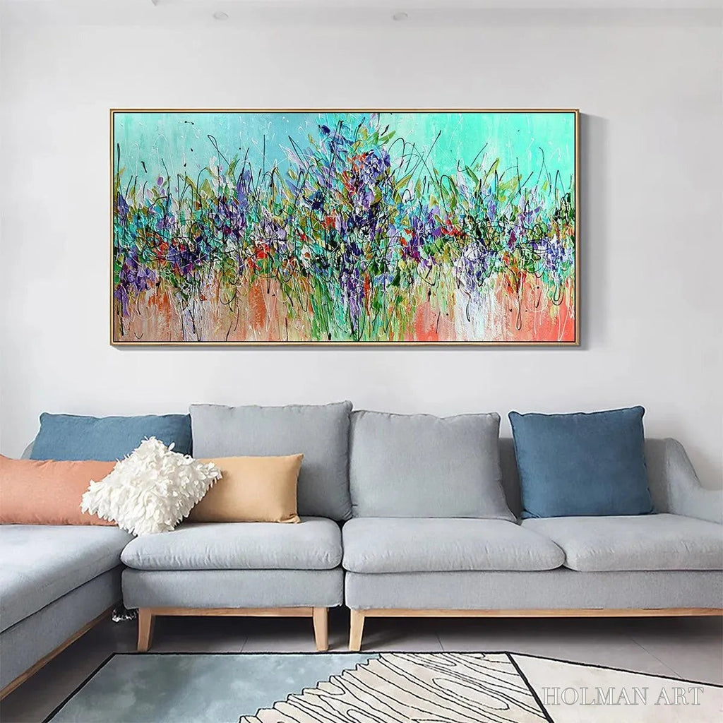 HOLMAN ART Lilac Meadow – Panoramic Floral Impasto Oil Painting - image 5