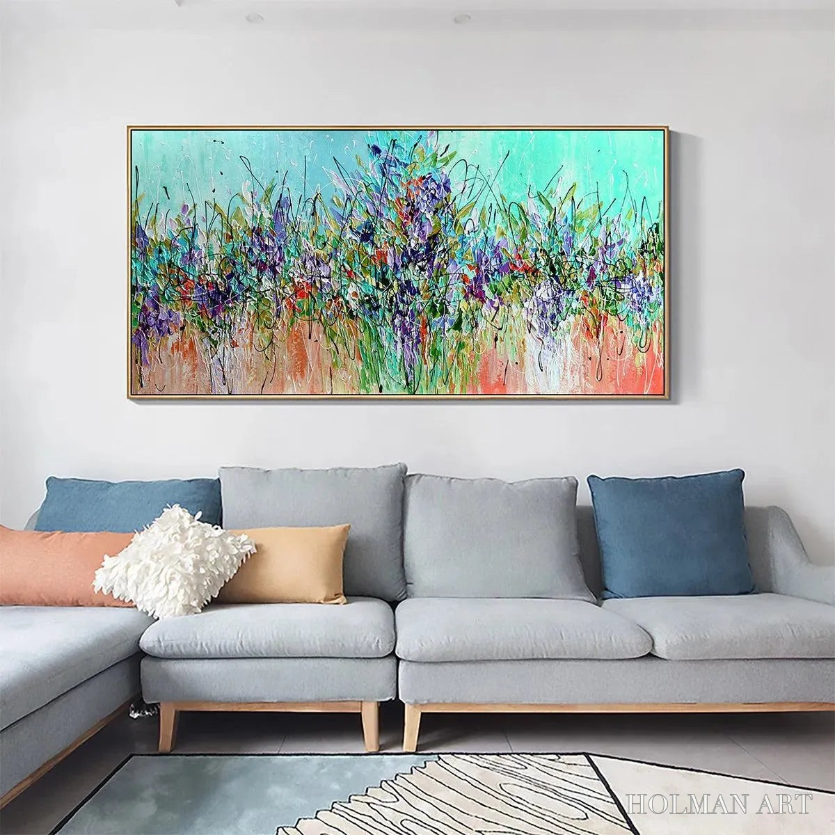 HOLMAN ART Lilac Meadow – Panoramic Floral Impasto Oil Painting - image 5