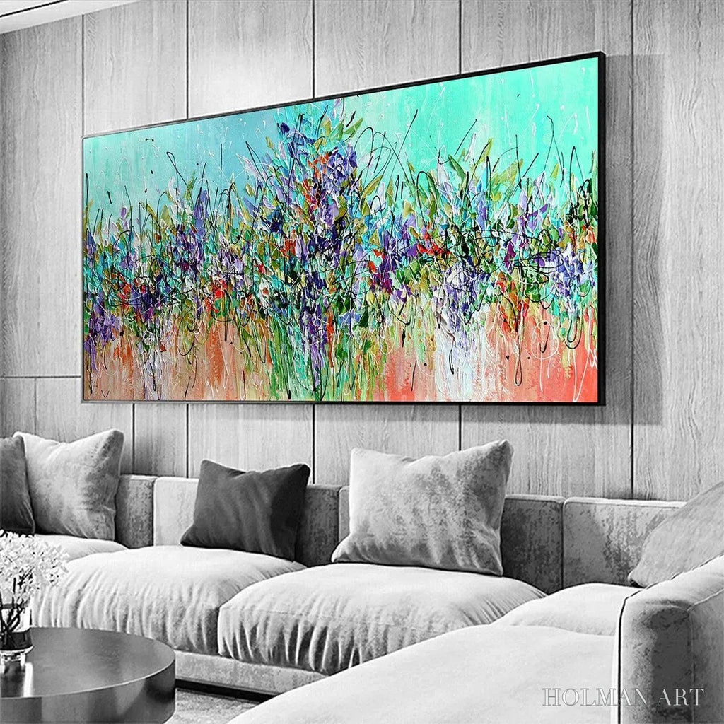 HOLMAN ART Lilac Meadow – Panoramic Floral Impasto Oil Painting - image 6