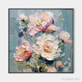 HOLMAN ART Pastel Peonies – Textured Peony Painting, Impasto Floral , Square Canvas, Romantic Decor - image 1