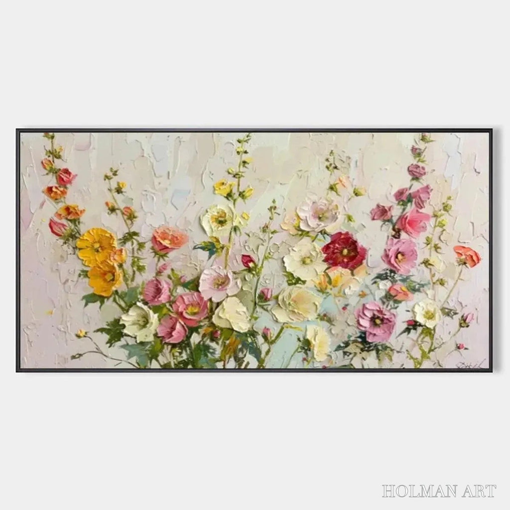 HOLMAN ART Summer Bouquet – Textured Floral Painting, Impasto , Panoramic Canvas, Colorful Decor - image 1