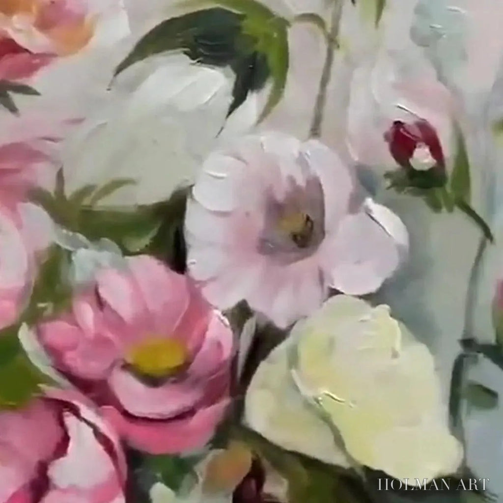 HOLMAN ART Summer Bouquet – Textured Floral Painting, Impasto , Panoramic Canvas, Colorful Decor - image 2