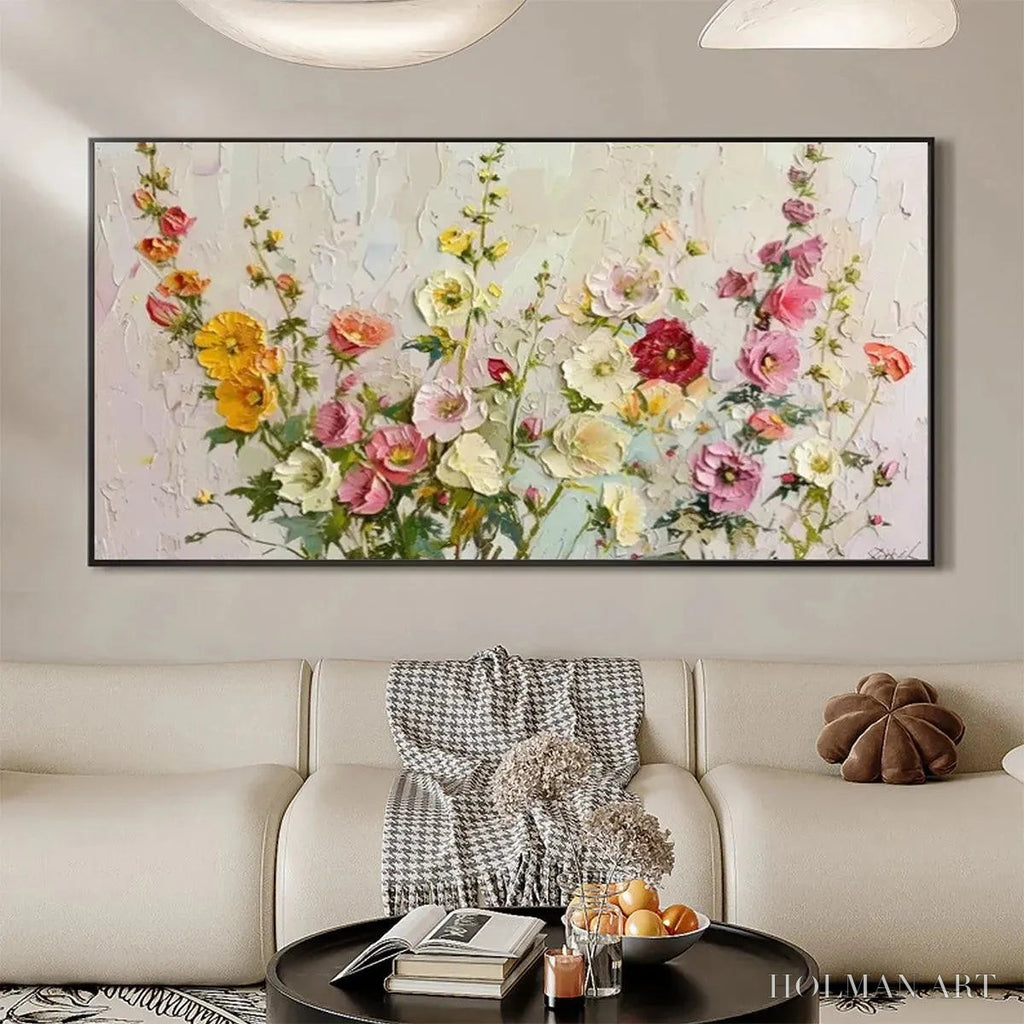 HOLMAN ART Summer Bouquet – Textured Floral Painting, Impasto , Panoramic Canvas, Colorful Decor - image 4