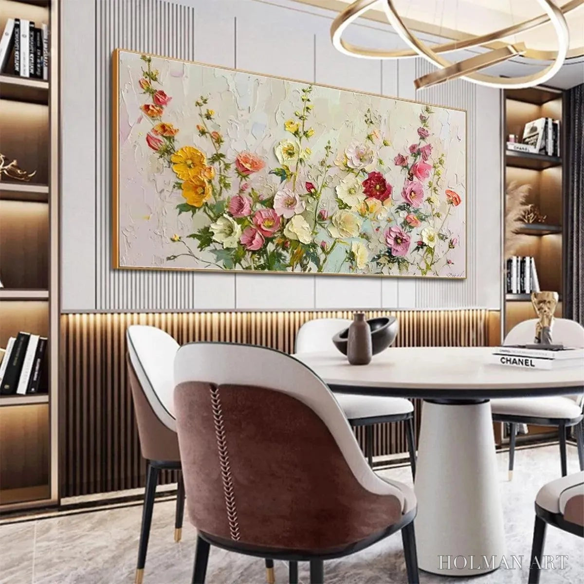 HOLMAN ART Summer Bouquet – Textured Floral Painting, Impasto , Panoramic Canvas, Colorful Decor - image 5