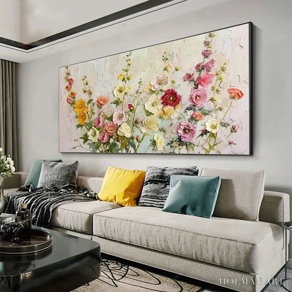HOLMAN ART Summer Bouquet – Textured Floral Painting, Impasto , Panoramic Canvas, Colorful Decor - image 6