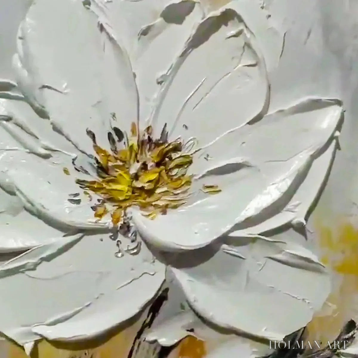 HOLMAN ART White Blossom – Textured White Floral Painting, Impasto , Vertical Canvas, Romantic Decor - image 2