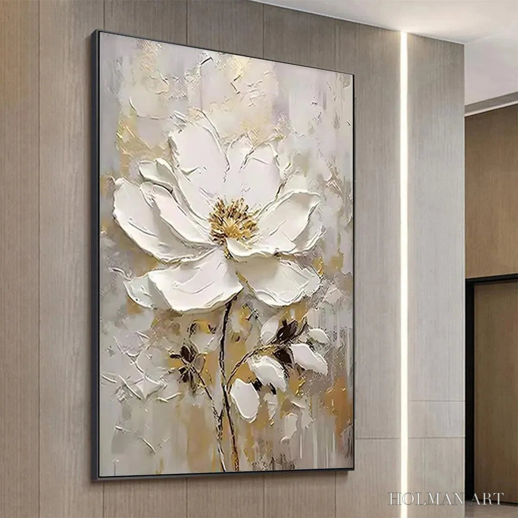 HOLMAN ART White Blossom – Textured White Floral Painting, Impasto , Vertical Canvas, Romantic Decor - image 5