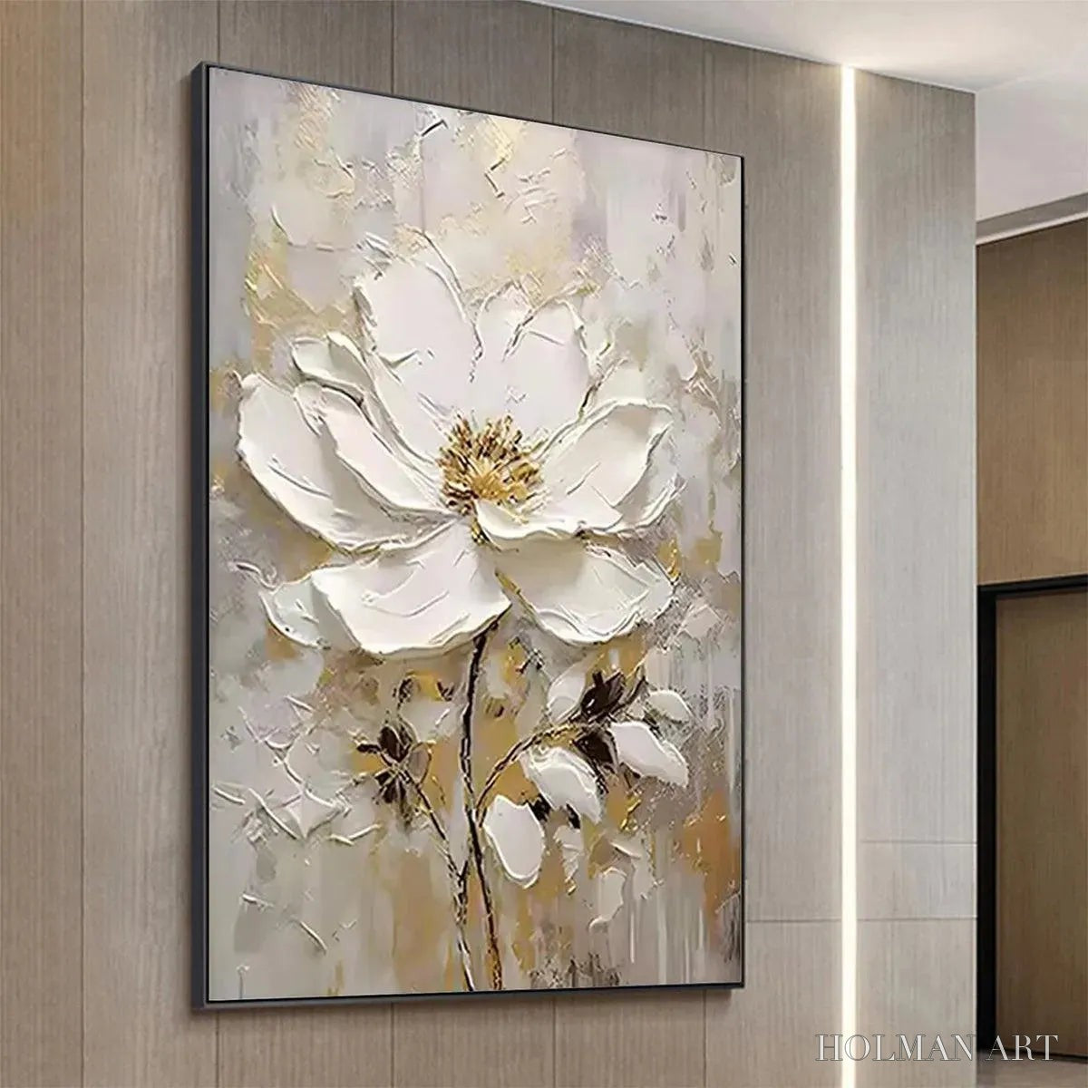 HOLMAN ART White Blossom – Textured White Floral Painting, Impasto , Vertical Canvas, Romantic Decor - image 5