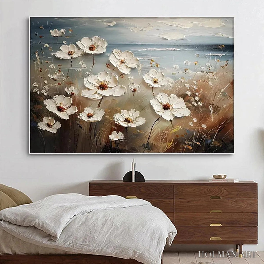 HOLMAN ART Seaside Blossoms – Textured Floral Painting, Impasto , Horizontal Canvas, Coastal Decor - image 2