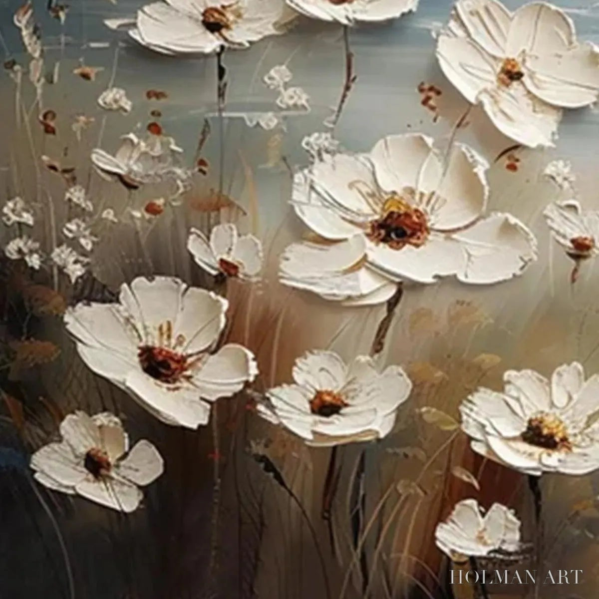 HOLMAN ART Seaside Blossoms – Textured Floral Painting, Impasto , Horizontal Canvas, Coastal Decor - image 3