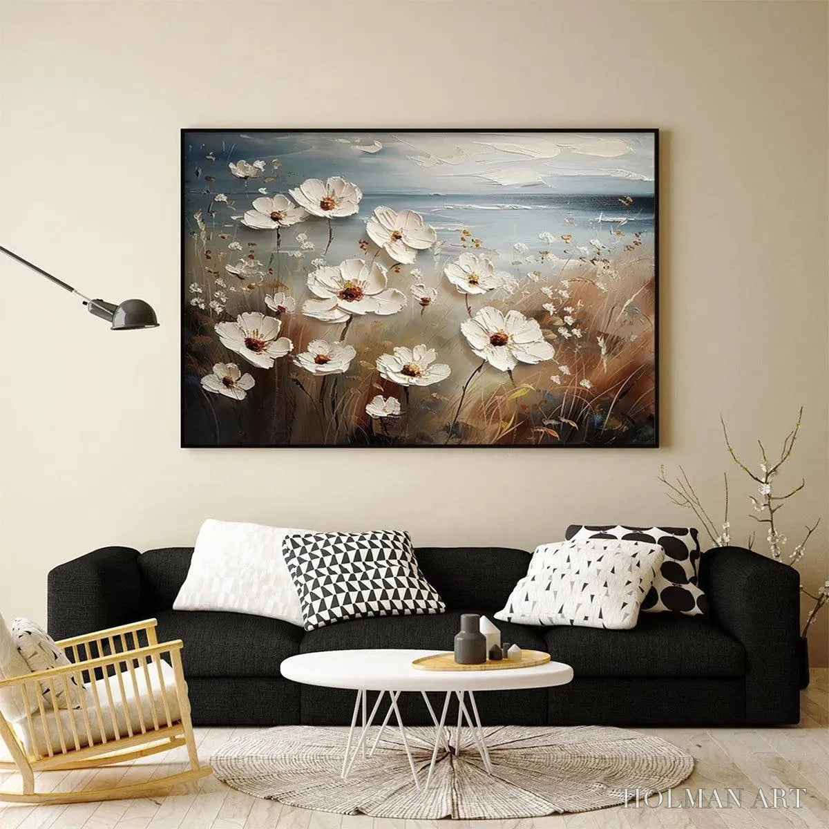 HOLMAN ART Seaside Blossoms – Textured Floral Painting, Impasto , Horizontal Canvas, Coastal Decor - image 5