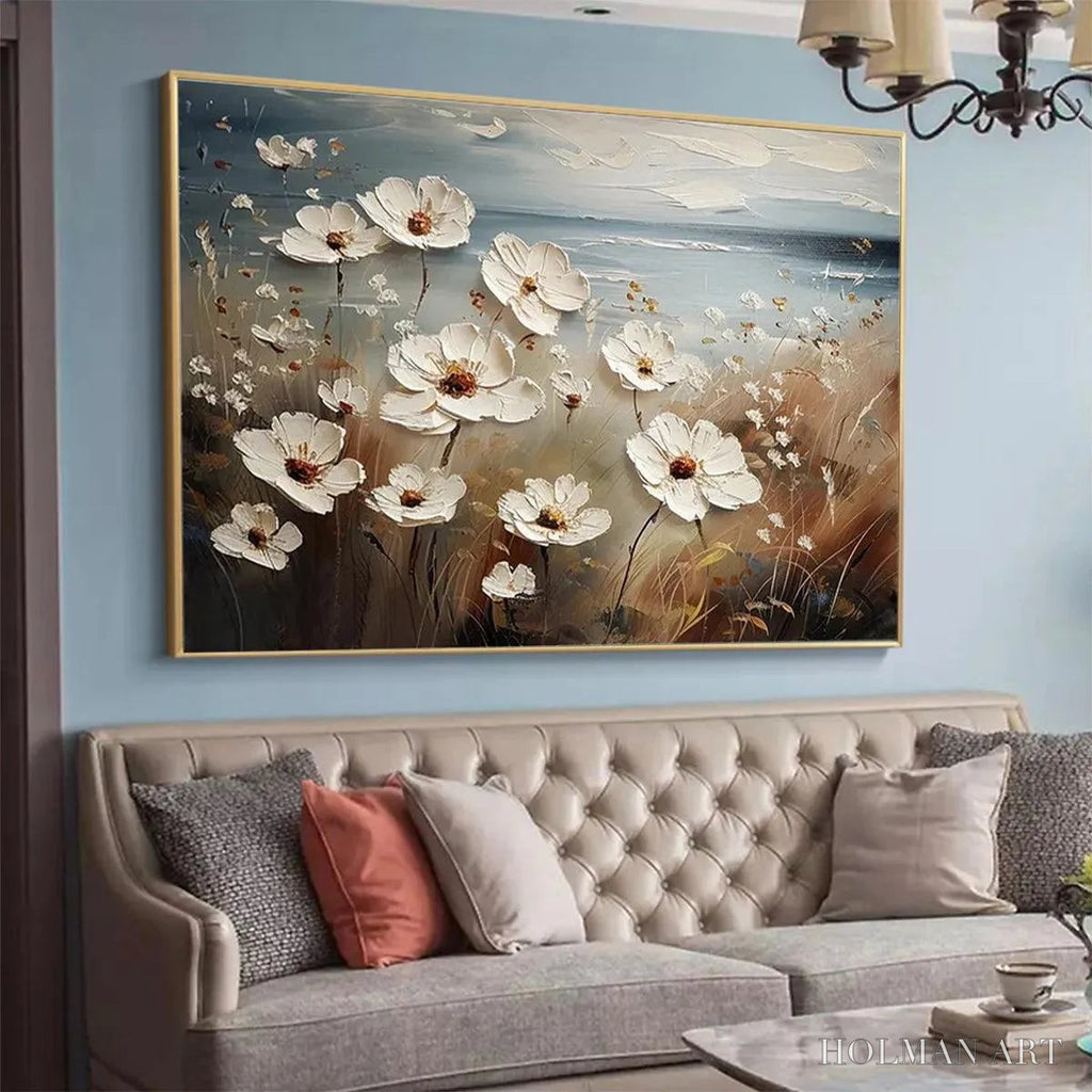 HOLMAN ART Seaside Blossoms – Textured Floral Painting, Impasto , Horizontal Canvas, Coastal Decor - image 6