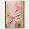 HOLMAN ART Blushing Blooms – Textured Floral Painting, Pink and Peach , Vertical Canvas, Impasto Decor - image 1