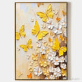 HOLMAN ART Golden Butterflies – Textured Butterfly and Floral Painting, Yellow and White , Vertical Canvas, Impasto Decor - image 1