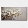 HOLMAN ART White Blossoms – Textured Floral Painting, White Flower , Panoramic Canvas, Impressionist Decor - image 1