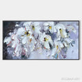 HOLMAN ART White Petal Dream – Floral Painting, Impasto, Textured , White Flowers, Panoramic - image 1