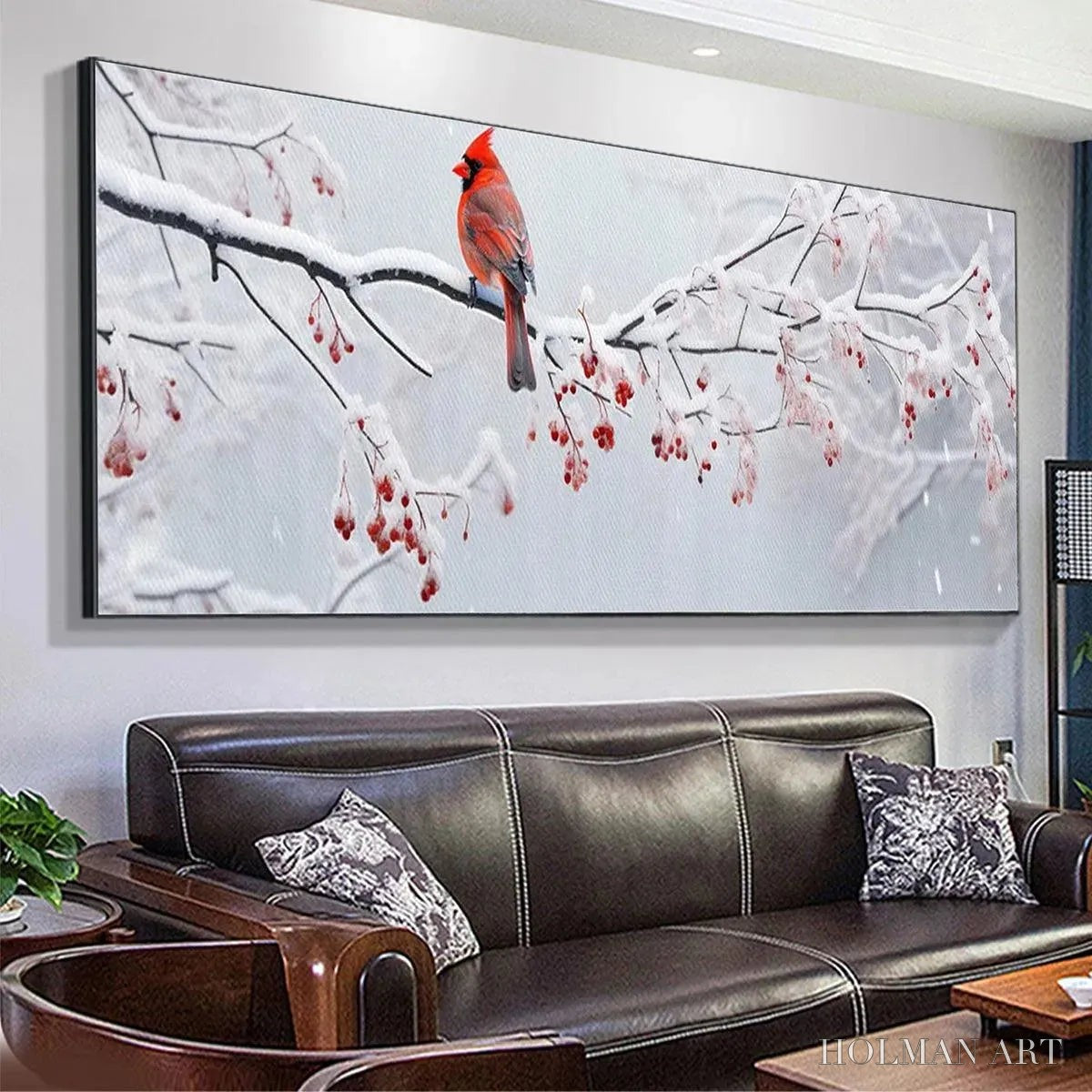 HOLMAN ART Winter Cardinal Panoramic – Bird Painting, Panoramic , Winter Decor - image 5