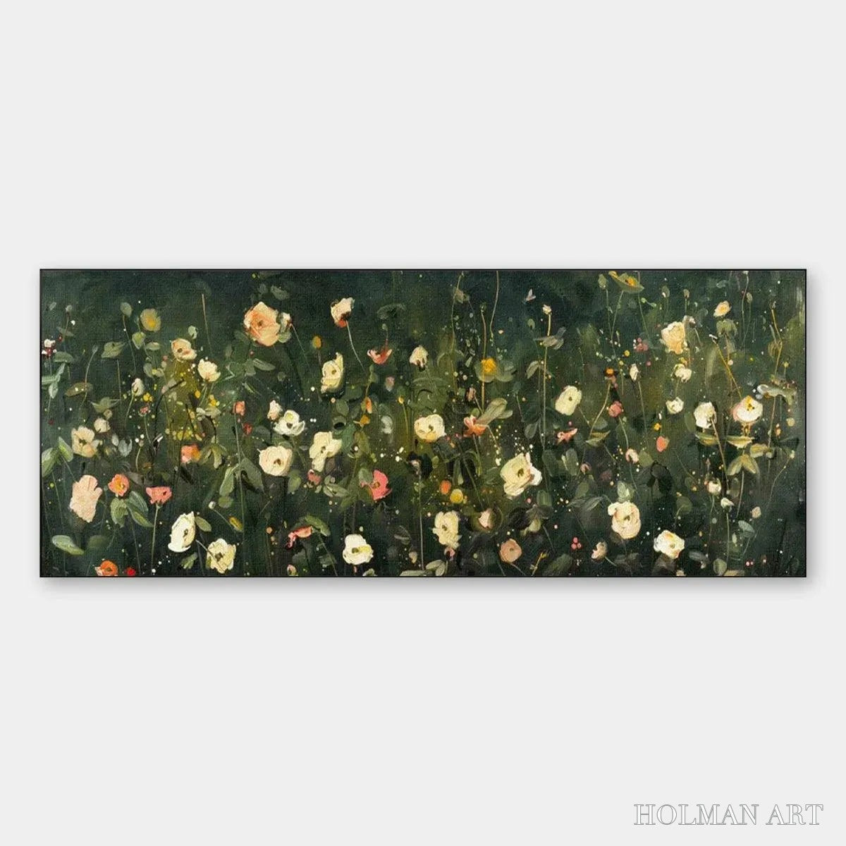 HOLMAN ART Whispering Meadow Panoramic – Wildflower Painting, Panoramic , Dark Floral Decor - image 1